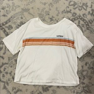 Garage White Cropped Lucky T-Shirt Size XS